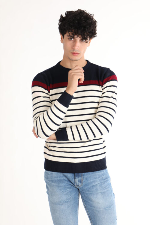 PULL COL ROND RAYÉ